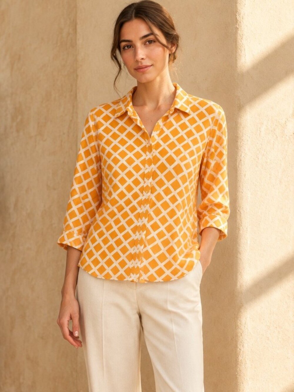 JCP Cotton Silk Shirt Womens 1X Casual Work Minimalist Quiet Luxury Lightweight